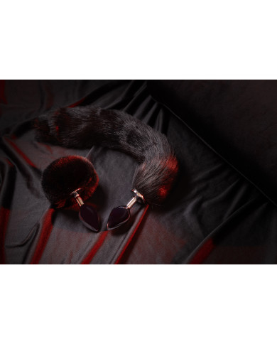 Fox Tail with Metal Butt Plug - Black
