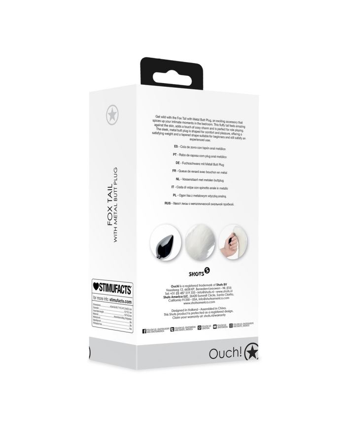 Fox Tail with Metal Butt Plug - White