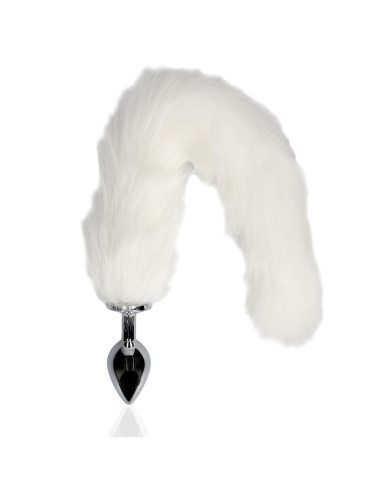 Fox Tail with Metal Butt Plug - White