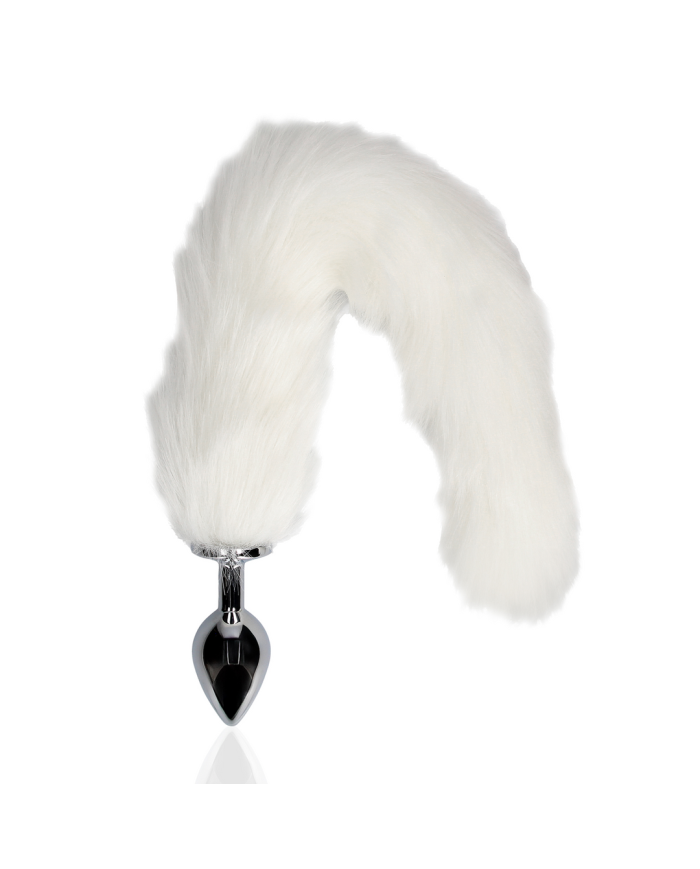 Fox Tail with Metal Butt Plug - White