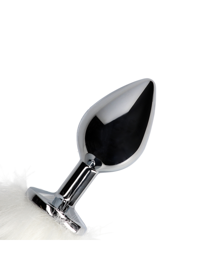 Fox Tail with Metal Butt Plug - White