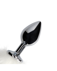 Fox Tail with Metal Butt Plug - White
