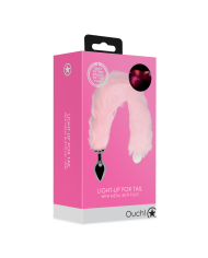Light-up Fox Tail with Metal Butt Plug - Pink