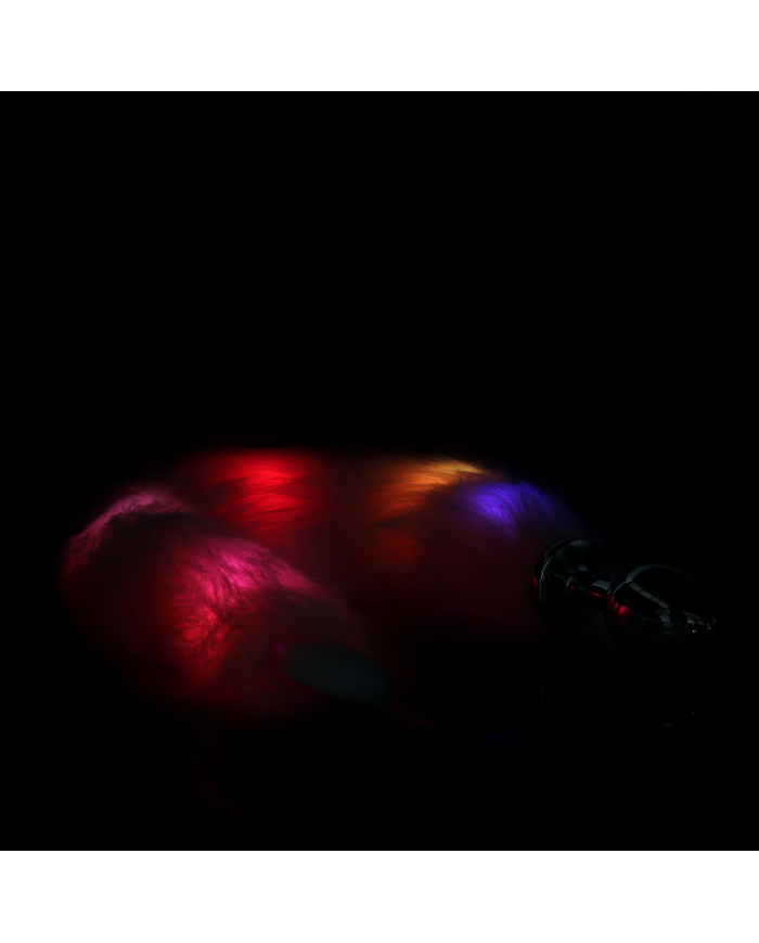 Light-up Fox Tail with Metal Butt Plug - Pink