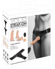 Dual Vibrating - Rechargeable - 10 Speed Silicone Ribbed Strap-On - Adjustable - Black