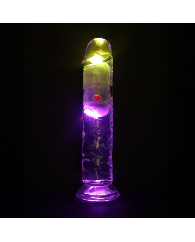 LED Vibrating Straight Cock - 7   18 cm - Transparent
