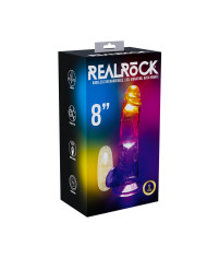 LED Vibrating Straight Cock with Balls - 8   20 cm - Transparent