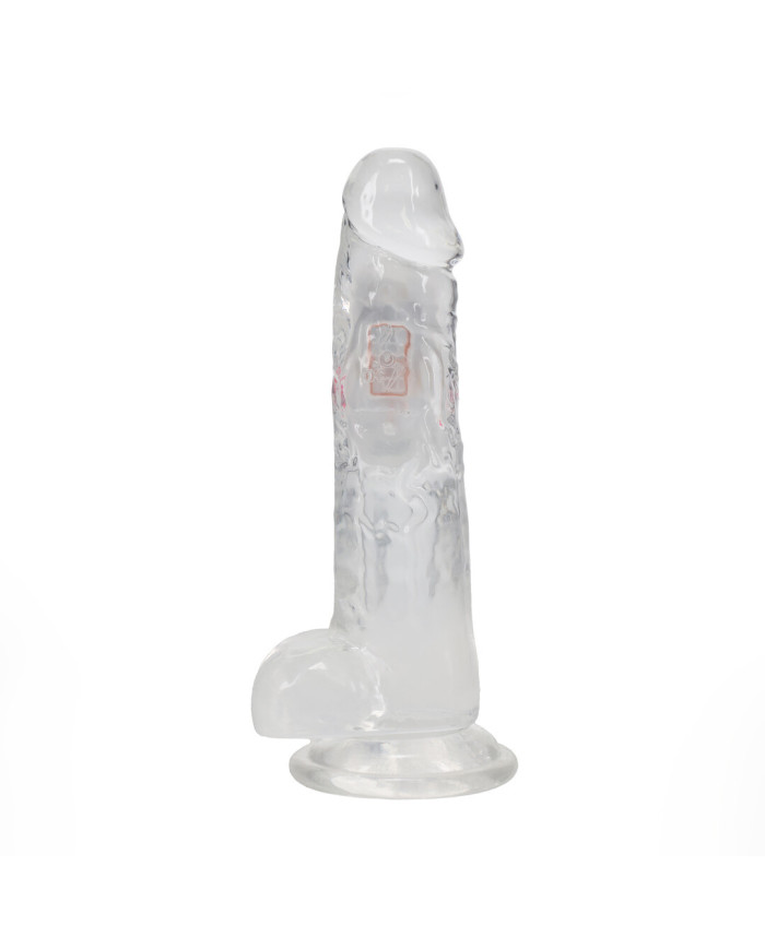 LED Vibrating Straight Cock with Balls - 8   20 cm - Transparent