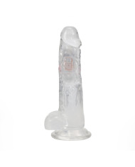 LED Vibrating Straight Cock with Balls - 8   20 cm - Transparent