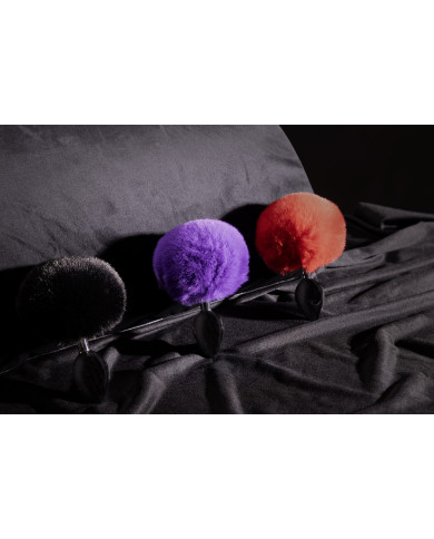 Bunny Tail with Metal Butt Plug - Black