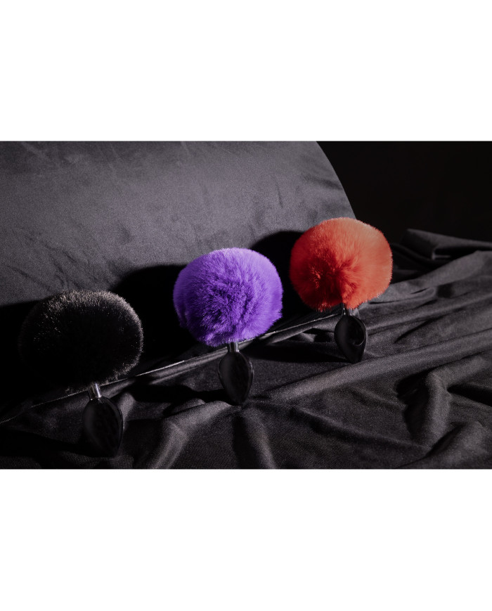 Bunny Tail with Metal Butt Plug - Black