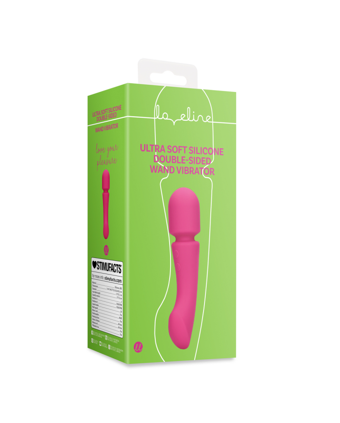 Ultra Soft Silicone Double-Sided Wand Vibrator - Prestone Pink