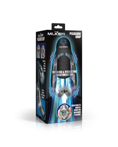 The Milker Pleasure Grip - Sucking and Vibrating Masturbator - Transparent Black