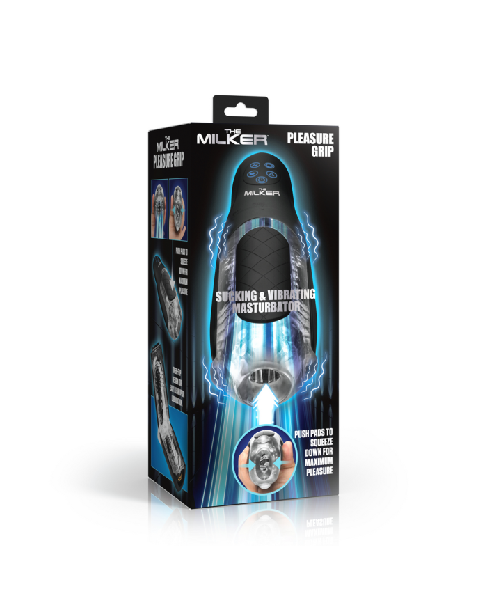 The Milker Pleasure Grip - Sucking and Vibrating Masturbator - Transparent Black