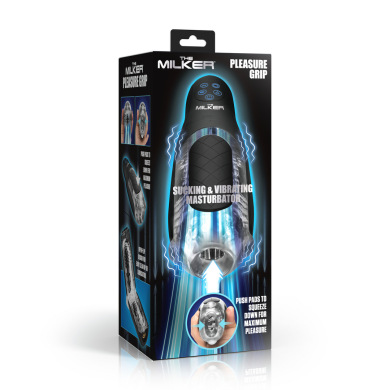 The Milker Pleasure Grip - Sucking and Vibrating Masturbator - Transparent Black