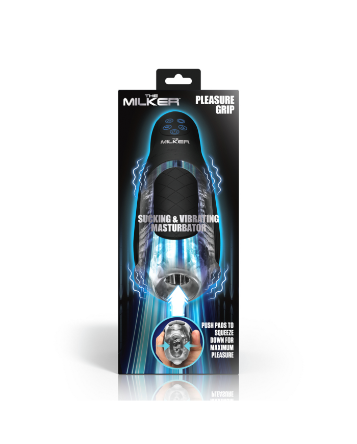 The Milker Pleasure Grip - Sucking and Vibrating Masturbator - Transparent Black