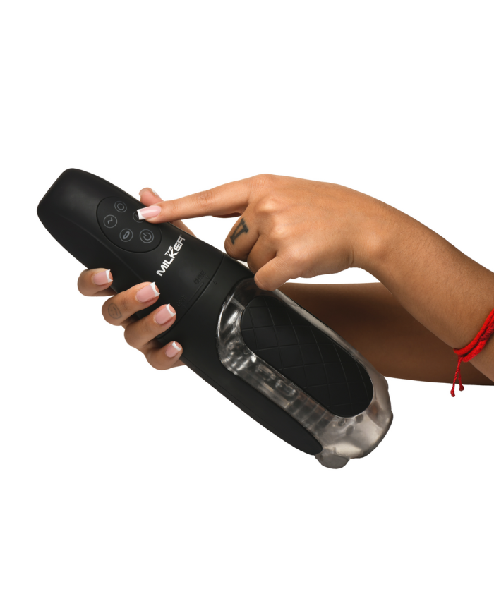 The Milker Pleasure Grip - Sucking and Vibrating Masturbator - Transparent Black