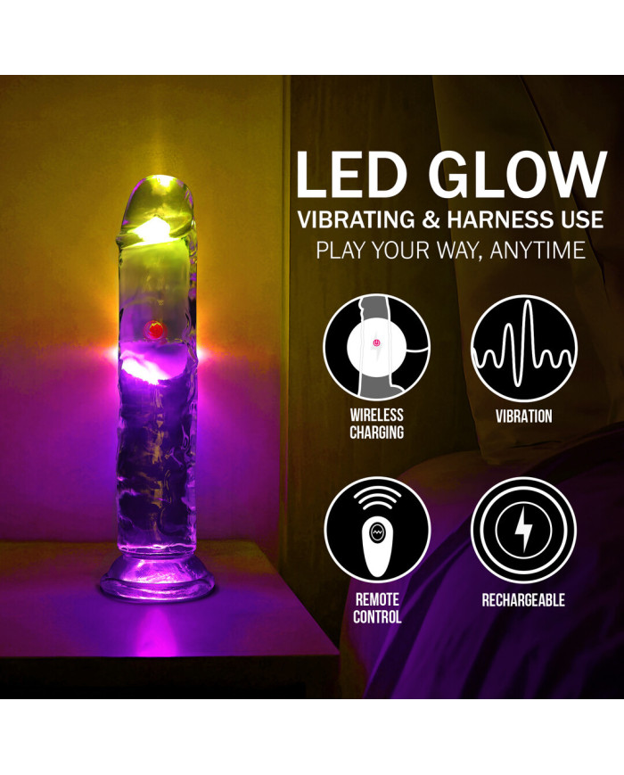LED Vibrating Straight Cock - 7   18 cm - Transparent