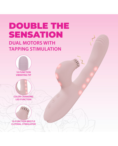 Andria - G-Spot Vibrating and Tap Clit Stimulator with LED - Pink