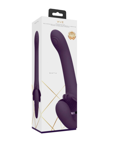 Satu - Pulse-Wave and Vibrating Strapless Strapon - Purple