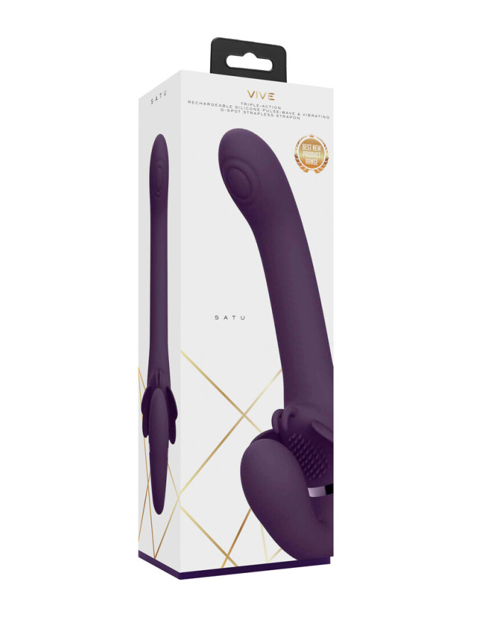 Satu - Pulse-Wave and Vibrating Strapless Strapon - Purple
