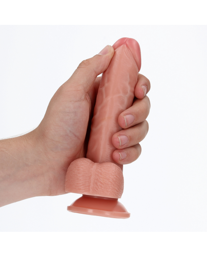Curved Realistic Dildo with Balls and Suction Cup - 6   15,5 cm
