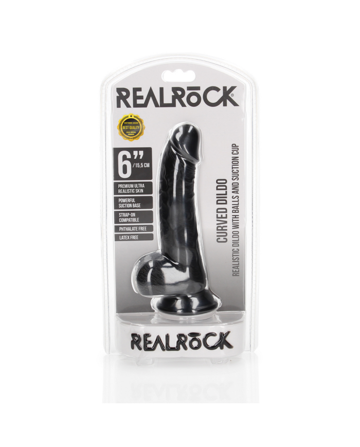 Curved Realistic Dildo with Balls and Suction Cup - 6   15,5 cm