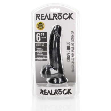 Curved Realistic Dildo with Balls and Suction Cup - 6   15,5 cm