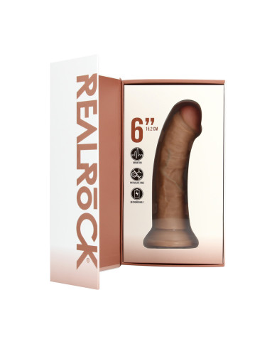 Vibrating Regular Curved Cock - 6   15,5 cm - Tan