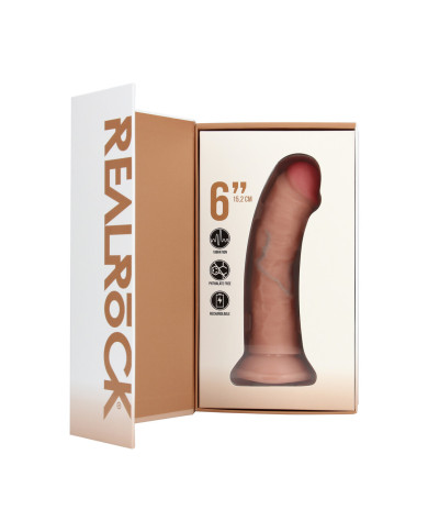 Vibrating Regular Curved Cock - 6   15,5 cm - Flesh