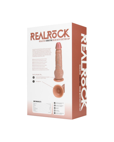 Vibrating Regular Straight Cock with Balls - 9   23 cm - Tan