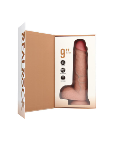 Vibrating Regular Straight Cock with Balls - 9   23 cm - Flesh