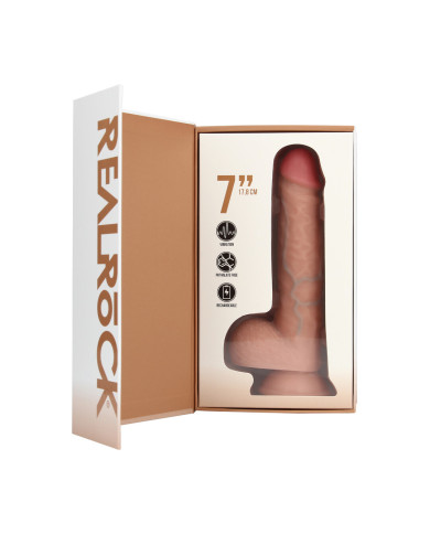Vibrating Regular Straight Cock with Balls - 7   18 cm - Flesh
