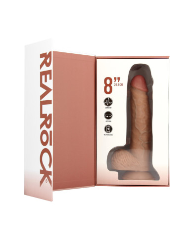 Vibrating and Rotating Straight Cock with Balls - 8   20,5 cm - Tan