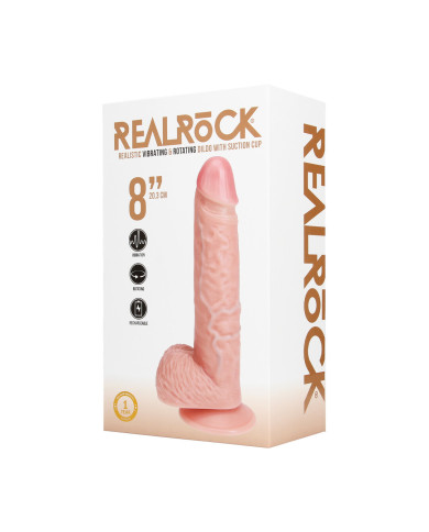 Vibrating and Rotating Straight Cock with Balls - 8   20,5 cm - Flesh