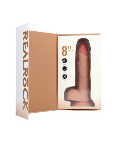 Vibrating and Rotating Straight Cock with Balls - 8   20,5 cm - Flesh