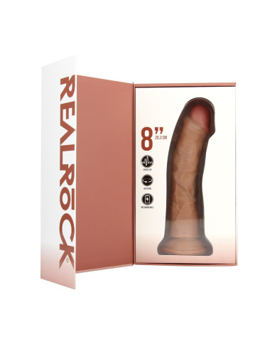 Vibrating and Rotating Regular Curved Cock - 8   20,5 cm - Tan