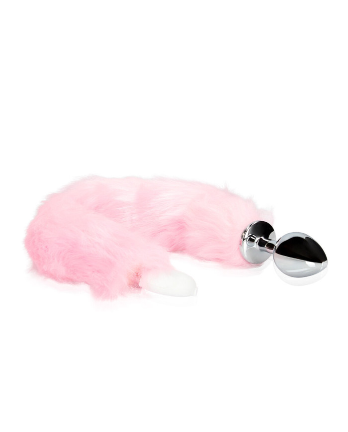 Light-up Fox Tail with Metal Butt Plug - Pink