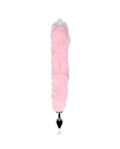 Light-up Fox Tail with Metal Butt Plug - Pink