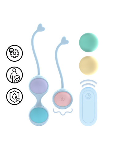 Vibrating and 5 Weight Interchangeable Kegel Kit with Remote Control - Purple
