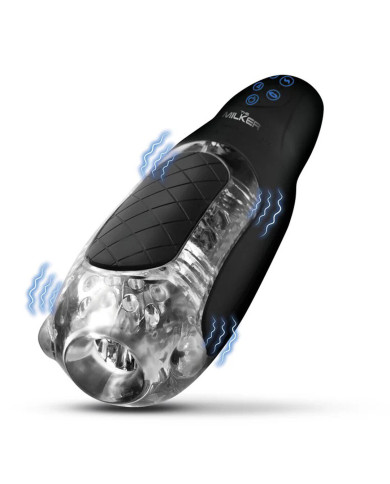 The Milker Pleasure Grip - Sucking and Vibrating Masturbator - Transparent Black
