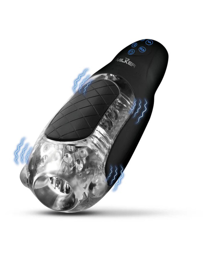 The Milker Pleasure Grip - Sucking and Vibrating Masturbator - Transparent Black