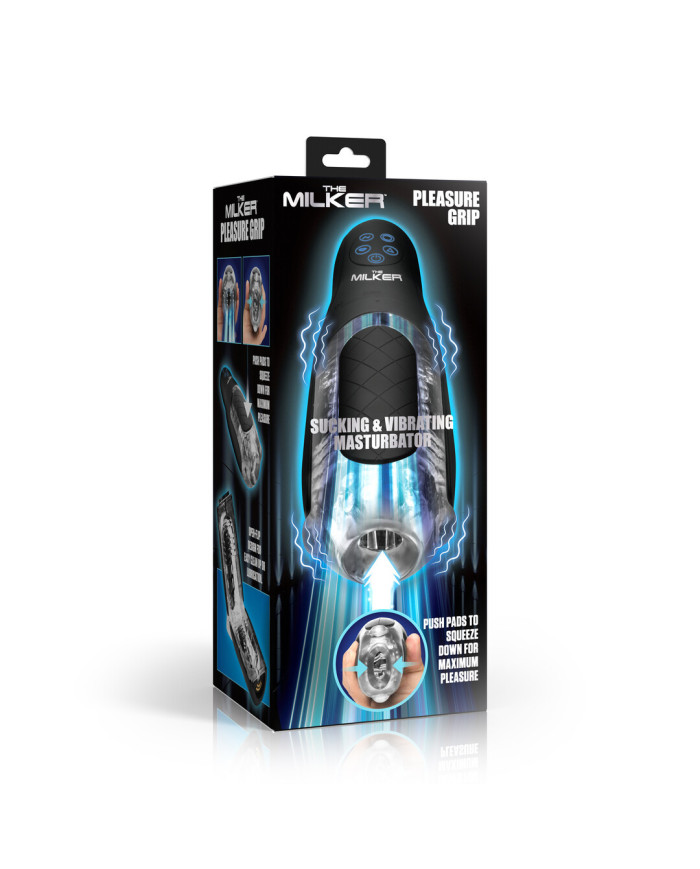 The Milker Pleasure Grip - Sucking and Vibrating Masturbator - Transparent Black