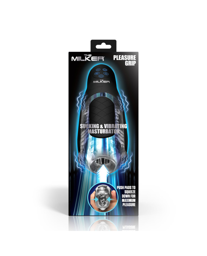 The Milker Pleasure Grip - Sucking and Vibrating Masturbator - Transparent Black