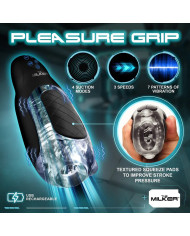 The Milker Pleasure Grip - Sucking and Vibrating Masturbator - Transparent Black