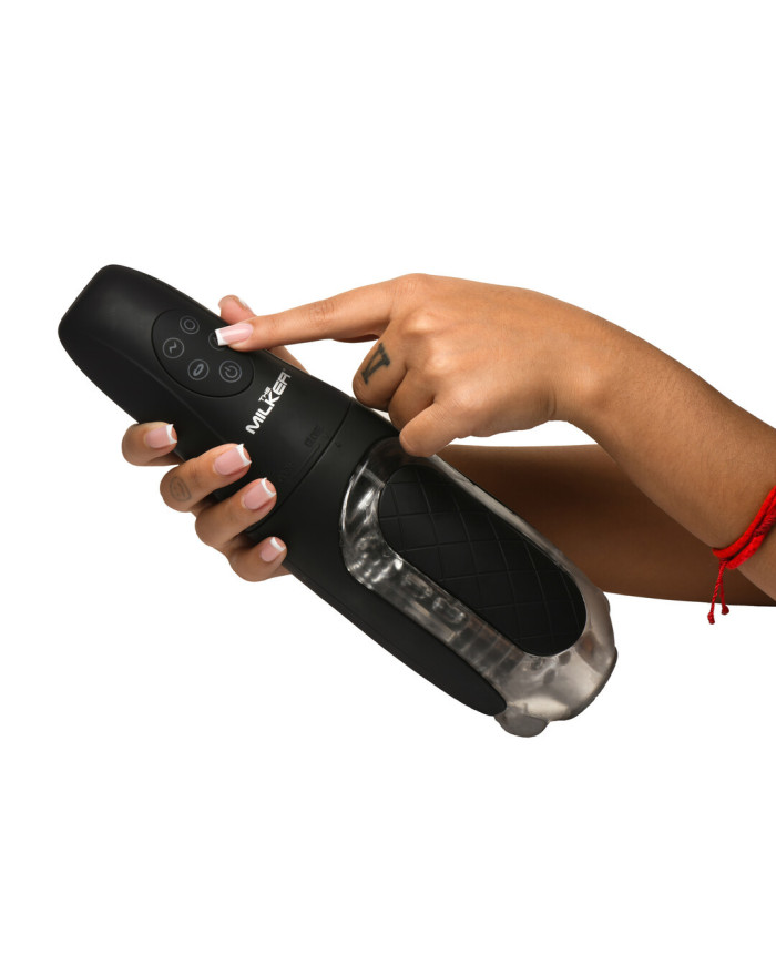The Milker Pleasure Grip - Sucking and Vibrating Masturbator - Transparent Black