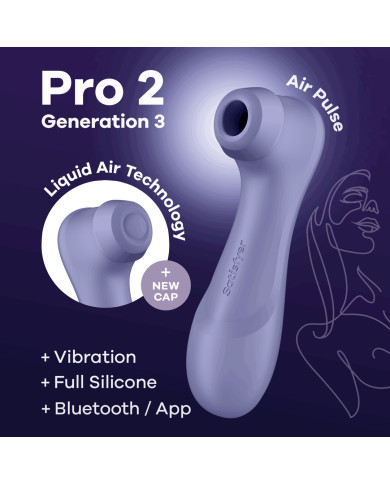 Pro 2 Generation 3 - Double Air Pulse Vibrator - Liquid Air and Connect App - Lila