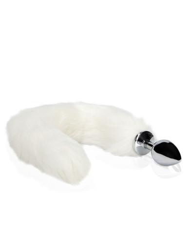 Fox Tail with Metal Butt Plug - White