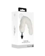 Fox Tail with Metal Butt Plug - White