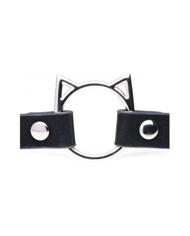 Kinky Kitty Ring Slim Choker - PU Leather - Black
